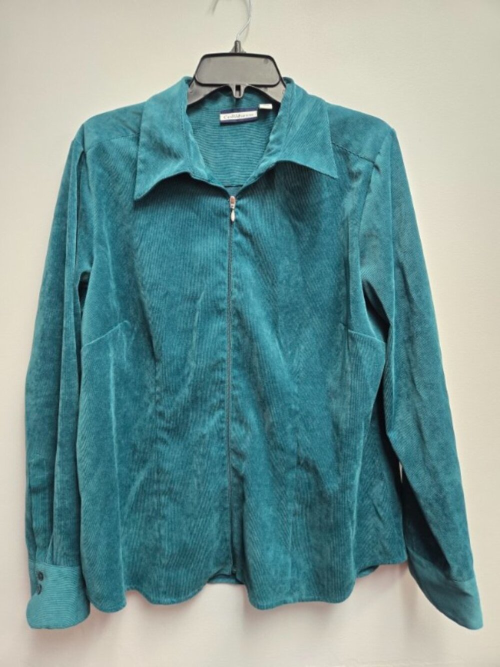 Croft & Barrow Jacket Womens XL Green Corduroy Full Zip Blazer Academia Shacket